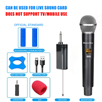Mikrofon Karaoke Nirkabel Genggam Ganda E58 UHF Isi Ulang dengan Kondensor Omni-directional, Peredam Kebisingan, dan Lampu LED