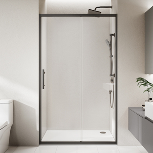 Panneau de douche coulissant élégant 48x72 pouces, verre trempé 1/4 pouce, réversible avec quincaillerie en acier inoxydable - Product Image 5