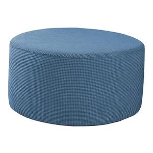 Copripiedi poggiapiedi rotondo blu ottomana per soggiorno - Product Image 4
