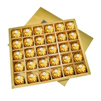Boîte cadeau chocolat 30 compartiments, romantique, pour anniversaire, Saint-Valentin, emballage cadeau, carte dorée, dégradable et empilable, sans danger pour les aliments