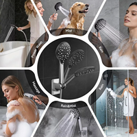 Douche à main haute pression en acier inoxydable finition chromée avec barre coulissante, double pommeau de douche détachable, fixation murale pour villa