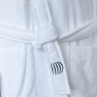 Peignoir de bain en coton éponge de luxe, col kimono, blanc, chaud et léger, pour les centres de villégiature et les vacances, unisexe, avec ceinture, par le fabricant