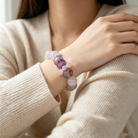 Bracelet artisanal de créateur en quartz rutilé, pierre naturelle de guérison, bracelet porte-bonheur en quartz fantôme avec pointe de pierre