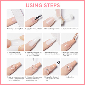 Nude White Clear Jelly <b>Nail</b> <b>Kit</b> with LED Lamp Non Stick Gel Builder for DIY French 3D <b>Nail</b> Art - Product Image 3