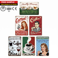 Plat Poster Logam Custom Cinta Kopi Italia, Bentuk Persegi Panjang, Cetak UV, Dekorasi Dinding untuk Rumah, Dapur, Bar, Kantor, Seni, Papan Timah