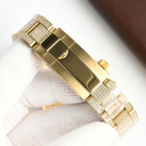 2026 Top Luxury Full Diamond Men's Gold Coloured Gemstone Automatic Mechanical <strong>Watch</strong> Hip Hop Business High End <strong>Vacations</strong> <strong>Watch</strong> - Product Image 6