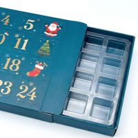 Calendrier de l'Avent de Noël de luxe sur mesure, 24 jours, boîte vide avec insert intérieur en plastique et portes découpées pour pralines et confiseries gourmandes