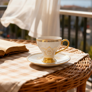 Bán buôn New Châu Âu handmade sang trọng xương Trung Quốc mạ vàng <span class=keywords><strong>BPA</strong></span> <span class=keywords><strong>free</strong></span> Tea Coffee <span class=keywords><strong>cup</strong></span> saucer <span class=keywords><strong>Set</strong></span> - Product Image 3