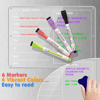 Calendrier de réfrigérateur portable imprimé personnalisé planificateur de calendrier hebdomadaire magnétique en acrylique effaçable à sec pour réfrigérateur