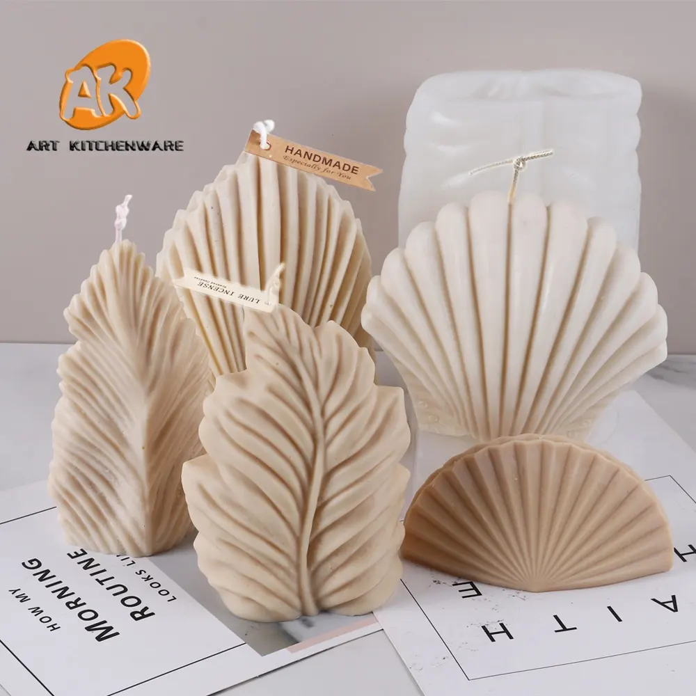 AK Leaves Silicone Candle Mold for Home Decoration Leaf 3d Cake Silicone Molds for Candle Making DIY Candle Moulds