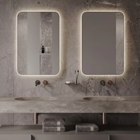 Jinghu moderne LED salle de bain rétroéclairé miroir IP44 ovale gradable luminosité bouton tactile Anti-buée hôtel meubles fournitures sanitaires