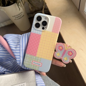 เคสโทรศัพท์ลายสก็อตสีสันสดใส พร้อมขาตั้งรูปผีเสื้อ ป้องกันสองชั้น สำหรับ iPhone 17 Pro Max 16 15 14 สำหรับสาวๆ - Product Image 1