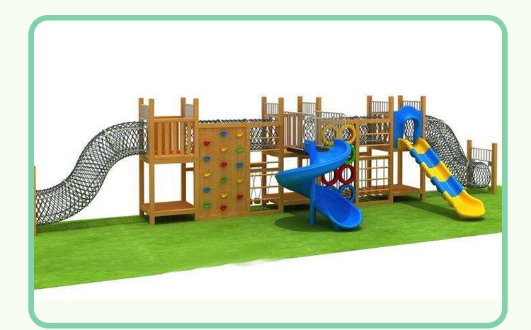 Small Size Kids Wooden Outdoor Playground Multifunction Outdoor Amusement Park Wooden Equipment For Children