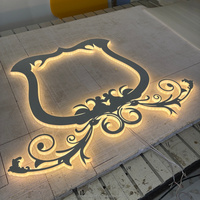 Enseignes lumineuses LED personnalisées en acier inoxydable doré, étanches, avec logo rétroéclairé, lettres en relief pour bureaux et entreprises commerciales