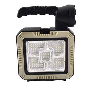 Portable Led Searchlight Solar Rechargeable Emergency <b>Light</b> Outdoor Camping Lamp With Handle Beige Yellow - Product Image 4
