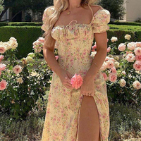 Mode luxe bal demoiselle d'honneur robes florales manches bouffantes élégante robe indéfinie fille décontracté une ligne à pois robe Vintage