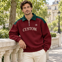 Chemises pour hommes à manches longues vintage en coton tricoté 300g, avec col imprimé logo personnalisé de haute qualité, rayures et anti-boulochage