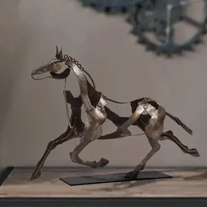 Toptan rustik metal hayvan heykeller-100% el yapımı Modern at heykel el sanatları rustik Metal heykeli süslemeleri hediye Metal at heykeli Adonis dekor