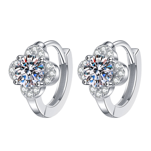 925 Sterling <b>Silver</b> Moissanite VVS1 Huggie <b>Earrings</b> 14K White Gold Plated Hypoallergenic Lab Created Diamond <b>Hoop</b> for Women Men - Product Image 3