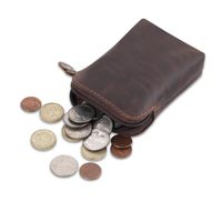Kotak Kartu Remi Kulit Asli Berkualitas Tinggi dengan Resleting, Tempat Kartu Poker Coklat Vintage, Kantong Penyimpanan Kartu untuk Perjalanan