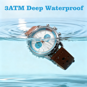 <span class=keywords><strong>Montre</strong></span> de sport vintage de luxe bleu fluorescent pour homme 2025, fabriquée sur mesure en Chine, <span class=keywords><strong>bracelet</strong></span> en <span class=keywords><strong>cuir</strong></span> <span class=keywords><strong>marron</strong></span>, mouvement à quartz <span class=keywords><strong>SEIKO</strong></span>, boîtier en alliage résistant à l'eau - Product Image 5