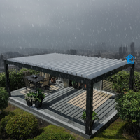 Sweet Home Freistehende Aluminium-Pergola für den Außenbereich, Robuste Motorisierte Lamellenpergola mit Einziehbarem Dach, Wasserdichter Pavillon, Einfach zu Montieren