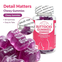 Gummies Naturelles pour le Remodelage des Hanches à la Vitamine E Pêche – Soutien à la Croissance Musculaire – 60 Comprimés – Complément Alimentaire pour Adultes – OEM ODM Privé