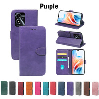 Sarung ponsel kulit asli untuk wanita, casing kulit ponsel kualitas 5g Oppo A1i dengan dompet untuk wanita