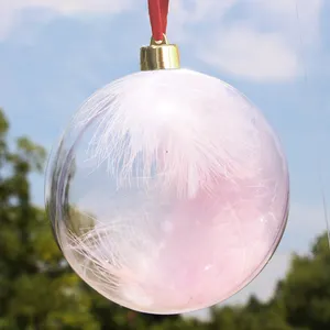 Bola aberta para natal, ornamento de plástico transparente de pendurar, festa, decoração de casa, natal, foto, ornamento