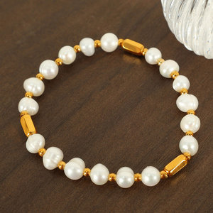 Custom Wholesale Stainless Steel Fashion Bead Freshwater Pearl <b>Bracelet</b> 14k 18k Gold Plated <b>Bracelet</b> & <b>Bangles</b> for Women - Product Image 4