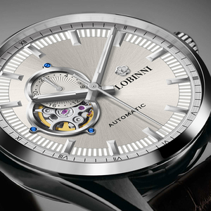 <span class=keywords><strong>Montre</strong></span> automatique pour <span class=keywords><strong>homme</strong></span> avec <span class=keywords><strong>cadran</strong></span> ajouré, affichage <span class=keywords><strong>24H</strong></span>, bracelet en cuir, résistante à l'eau, avec aiguilles - Product Image 5