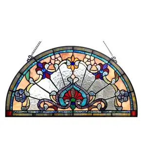 Holle Halve Cirkel Victoriaans Accent Gebrandschilderd Kerk Decoratief Kleurrijk Vensterglas