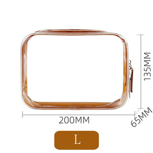 Bán Buôn Không Thấm Nước Trong Suốt Màu Nâu Trang Điểm Túi Công Suất Lớn Ziplock Vệ Sinh Cá Nhân Túi Rõ Ràng Túi Mỹ Phẩm Tsa Được Phê Duyệt - Product Image 5