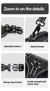 Reflective Tactical Dog <b>Harness</b> Adjustable Nylon Dog Vest With Top Handle Support Custom Patch For Medium Large Dogs - Product Image 4