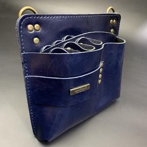 Sac à outils de coiffure rétro et tendance en cuir de vache, sac banane à fermeture éclair, sac bandoulière pour coiffeur et barbier - Product Image 1