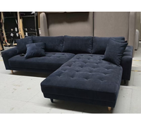 Canapé d'Angle Trois Places en Velours Haut de Gamme, Style Scandinave, pour Petit Salon ou Appartement