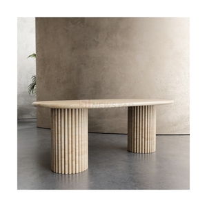 Newstar moda di lusso italiano <span class=keywords><strong>vendita</strong></span> calda moderna travertino in pietra naturale soggiorno mobili in marmo tavolino tavolo da pranzo - Product Image 5