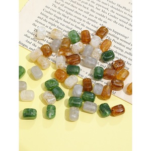 Braccialetto di gioielli per orecchio fatto a mano fai da te con perline di resina rettangolare tinta in pietra - Product Image 4