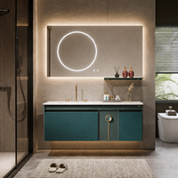 Miroir de salle de bain européen avec commande tactile, armoire suspendue, accent métallique durable, design fonctionnel et moderne
