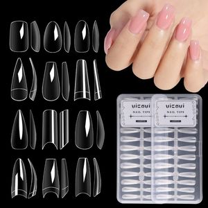 Venta al por mayor, puntas de uñas transparentes, ultrafinas, sin rastro, media cubierta completa, varias formas, ataúd, Stiletto, suministros de uñas para <span class=keywords><strong>manicura</strong></span> - Product Image 1