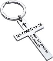 Porte-clés Croix de Jésus en acier inoxydable avec verset biblique, porte-clés en métal, cadeaux religieux chrétiens, baptême, porte-clés mini-bible