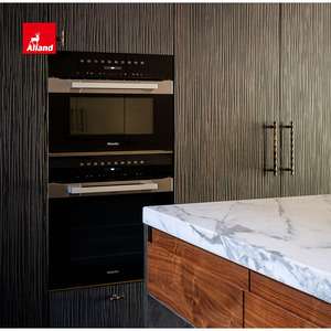 Armadio da <span class=keywords><strong>cucina</strong></span> in lacca metallizzata e opaca con cassetto a coda di rondine in noce con isola in marmo e porta tascabile - Product Image 4