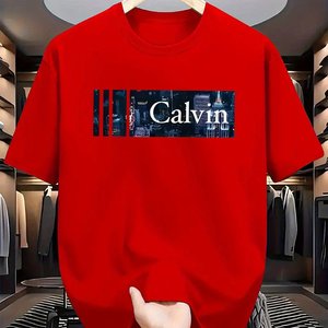 Мужская винтажная футболка <span class=keywords><strong>AliExpress</strong></span> из 100% хлопка (180 г) с коротким рукавом, с принтом, из мягкой дышащей ткани, привлекательный дизайн 'CALVIN' - Product Image 5