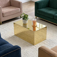 Table basse pliante minimaliste en acrylique Golden Mirror avec couleur et taille personnalisables pour salon, canapé, bureau à domicile, table d'appoint