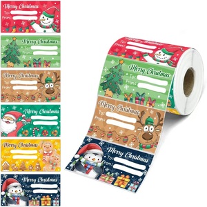 Custom Printed Rectangle Christmas Gifts Sealing <b>Stickers</b> Self-adhesive Label <b>Sticker</b> <b>Roll</b> for Christmas Presents Decorations - Product Image 1