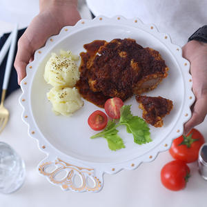 Plato de Cerámica SYL de 10 Pulgadas con <span class=keywords><strong>Corona</strong></span> Dorada, Platos de Porcelana de Alta Calidad, Vajilla Decorativa - Product Image 4