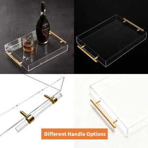 صينية أكريليك مزخرفة بحواف مموجة مع مغناطيس، شفافة ومربعة الشكل بمقابض، صينية تقديم للرسائل والمفاتيح والصور والفن والرسائل - Product Image 4