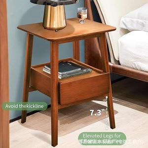 Factory direct sales of modern minimalist brown round <b>table</b>, <b>compact</b> open <b>bedside</b> <b>table</b>, suitable for small spaces in living - Product Image 3
