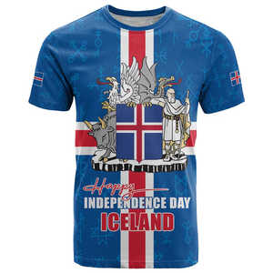 2025 Ijsland Nationale Dag Trots Mannen T-Shirt Promotionele Korte Mouwen Ronde Hals Top Slanke Geweven Ijslandse Onafhankelijkheidsdag - Product Image 4