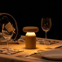 Lampe de bureau sans fil moderne en bois avec LED RGB à intensité variable, rechargeable, portable, pour restaurant, lumière de dîner, CRI 90, 2700K-6000K, 50000